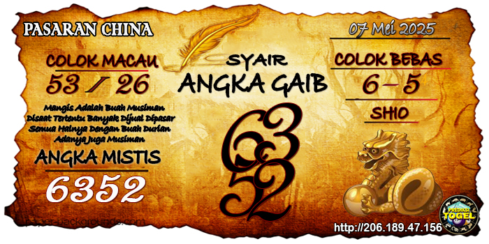 Prediksi Togel China Rabu 7 Mei 2025