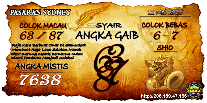 Prediksi Togel Sydney Minggu 11 Mei 2025