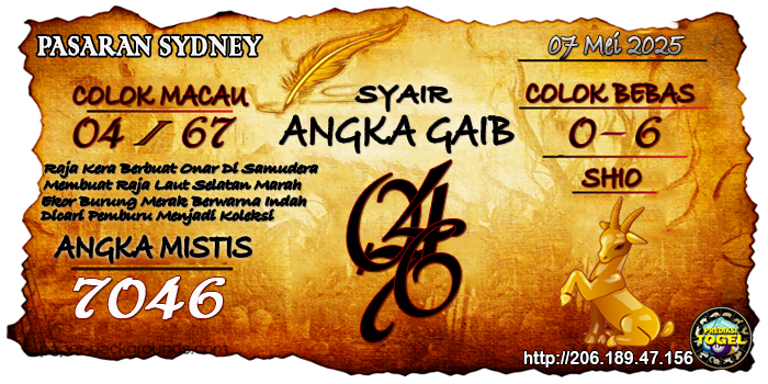 Prediksi Togel Sydney Rabu 7 Mei 2025