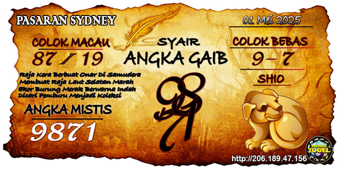 Prediksi Togel Sydney Minggu Kamis 1 Mei 2025