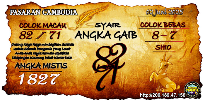 Prediksi Togel Cambodia Senin 2 Juni 2025
