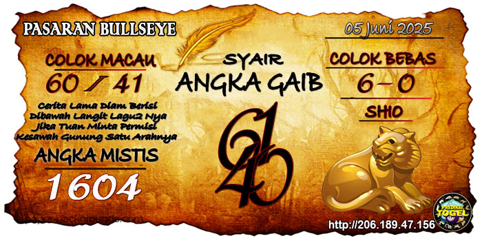Prediksi Togel Bullseye Kamis 5 Juni 2025