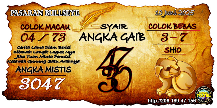 Prediksi Togel Bullseye Selasa 10 Juni 2025