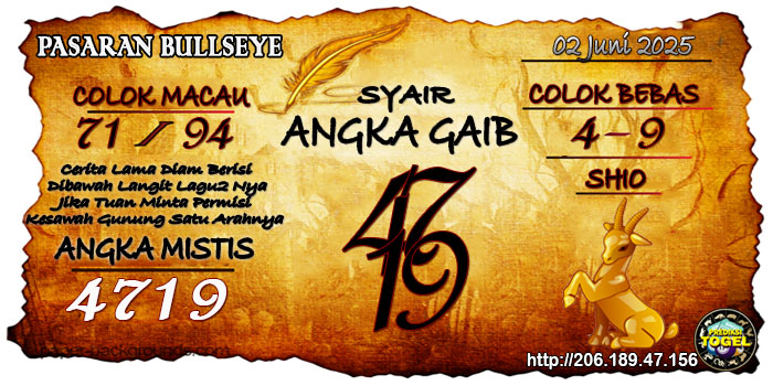 Prediksi Togel Bullseye Senin 2 Juni 2025