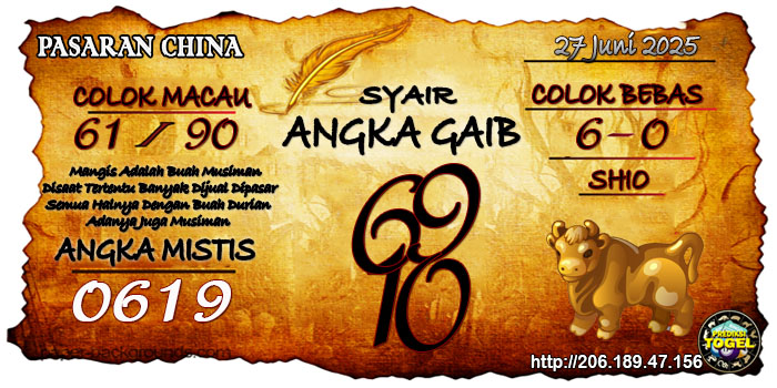 Prediksi Togel China Jumat 27 Juni 2025