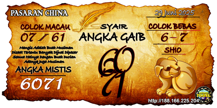 Prediksi Togel China Minggu 29 Juni 2025
