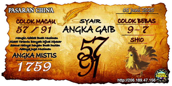 Prediksi Togel China Kamis 5 Juni 2025