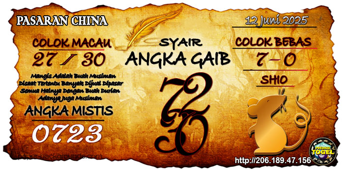 Prediksi Togel China Kamis 12 Juni 2025