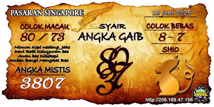 Prediksi Togel Singapore Senin 16 Juni 2025
