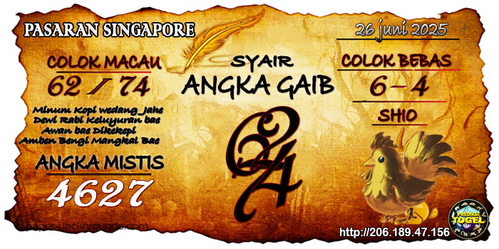 Prediksi Togel Singapore Kamis 26 Juni 2025