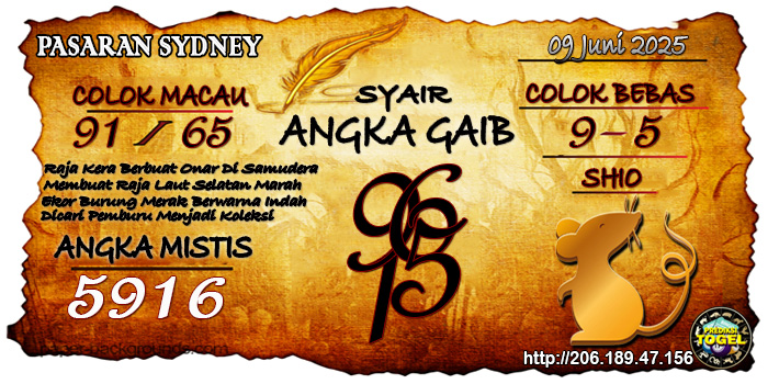 Prediksi Togel Sydney Senin 9 Juni 2025