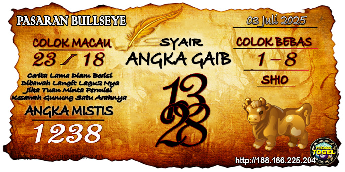 Prediksi Togel Bullseye Kamis 3 Juli 2025
