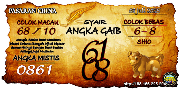 Prediksi Togel China Selasa 8 Juli 2025