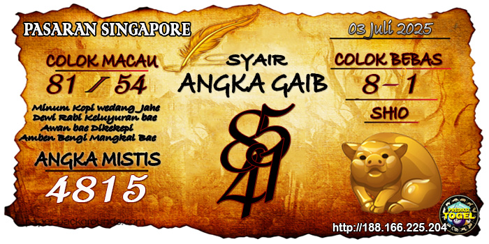 Prediksi Togel Singapore Kamis 3 Juli 2025