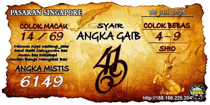 Prediksi Togel Singapore Minggu 6 Juli 2025
