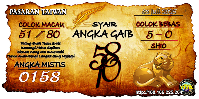 Prediksi Togel Taiwan Kamis 3 Juli 2025